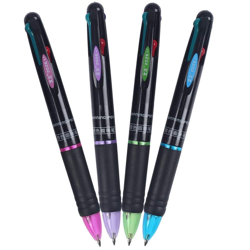 Ipienlee Multicolor Retractable Ballpoint Pens 0.7 mm 4 Color Ink (Black, Blue, Red, Green) in One Ballpoint Pen, Pack of 4 - Image 2